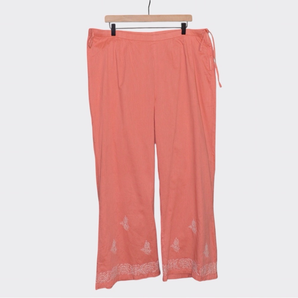 Soft Surroundings Cotton Embroidered Drawstring Pants